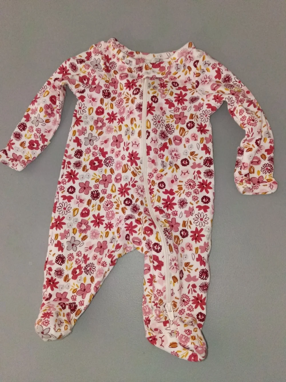 Pink Floral Zip-Front Baby One-Piece Carters Newborn Flower Sleeper Pajama Pj